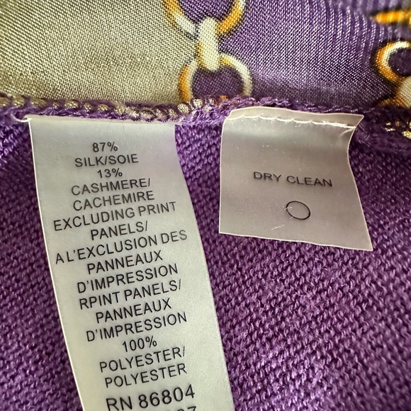 Chi by Falchi Purple Cardigan Silk & Cashmere Knit Poly Panels   Size Medium - Picture 8 of 11